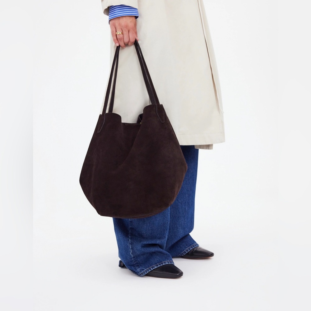 Madewell the Shopper Tote suede shoulder bag in dark carob